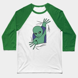 Alien Looking Through Fabric Baseball T-Shirt